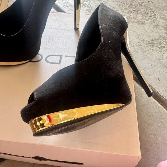 ALDO Galliher Black Peep-Toe Heels | 7.5 | Gently Worn - Picture 2 of 5